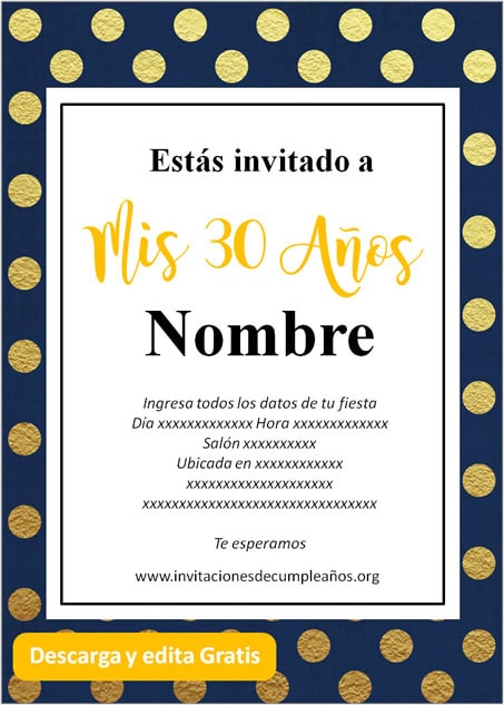 ▷ Las mejores Invitaciones de 30 años para editar y compartir【2020】